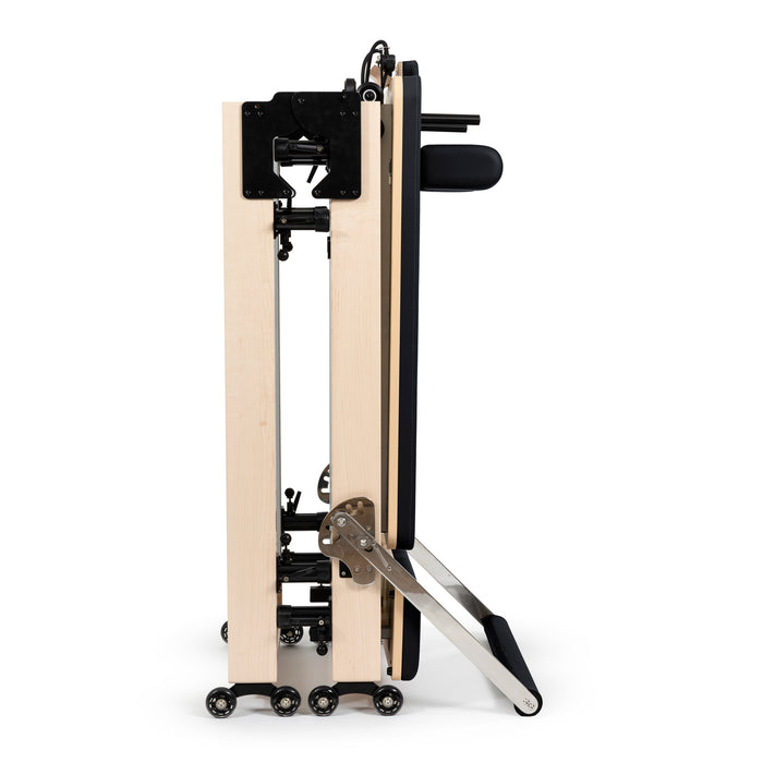 Elina Pilates Foldable Reformer in black upholstery