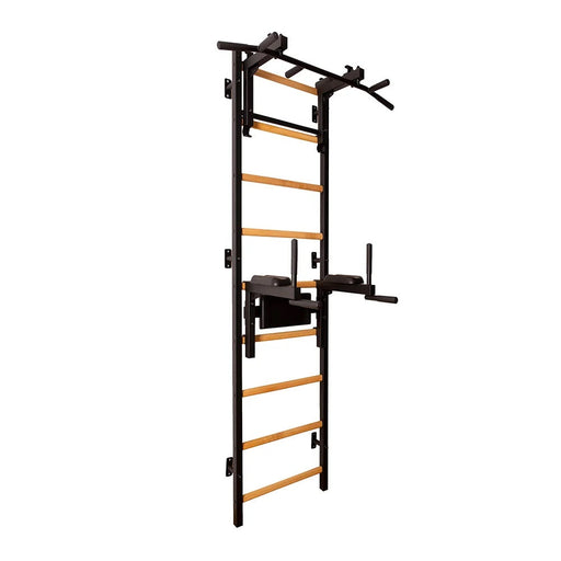 BenchK 732B black wall bars with convertible pull-up bar and dip station