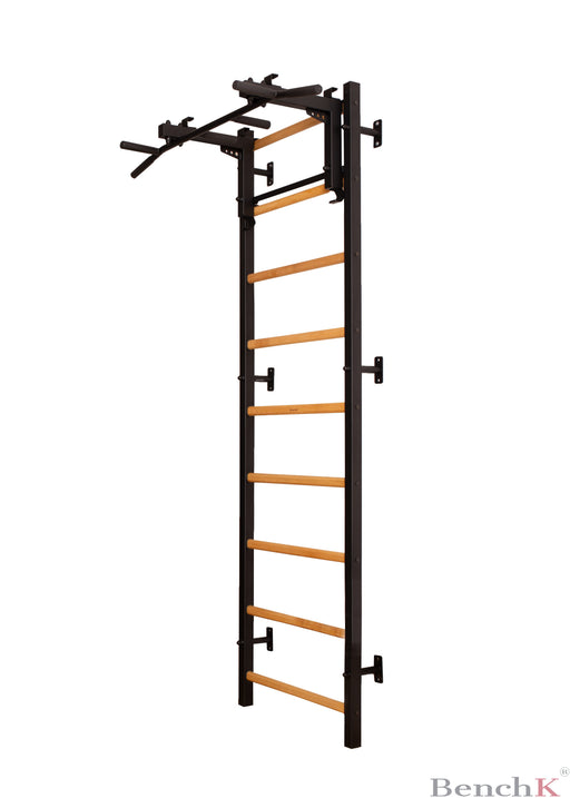 BenchK 731B black wall bars with convertible pull-up bar