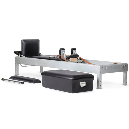 Elina Pilates Classic Reformer Bundle - side view showing carriage, springs, and footbar setup