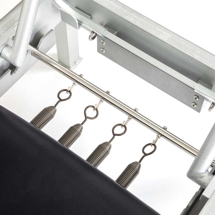 Elina Pilates Classic Reformer Bundle - bundle accessories laid out including box, pole, and straps
