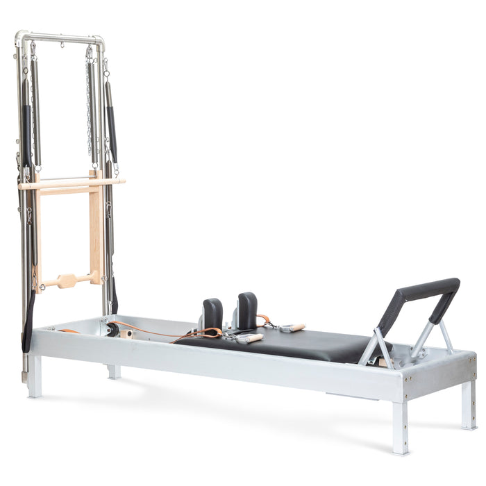 Elina Pilates Classic Reformer with Tower - side view showing classic reformer frame and tower height
