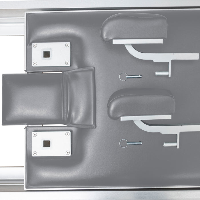 Elina Pilates Classic Reformer with Tower - detail view of tower attachment hardware and spring system
