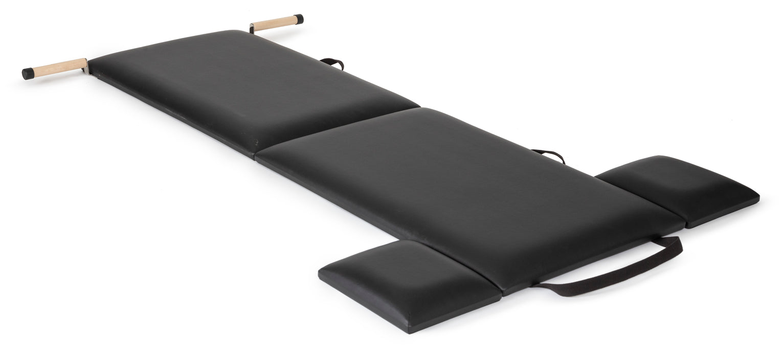 Elina Pilates Folding Mat with Handles - side view showing mat folded for compact storage