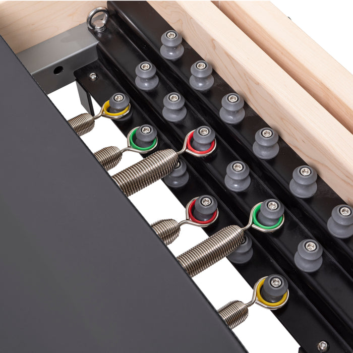 Elina Pilates Master Instructor Reformer Bundle - full length profile view showing complete reformer dimensions