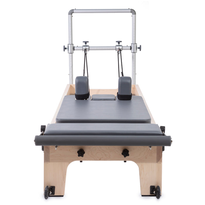 Elina Pilates Master Instructor Reformer Bundle - close-up of gear and ratchet mechanism for footbar height adjustment