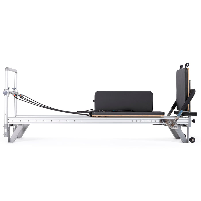 Elina Pilates Mentor Reformer Bundle - side view showing complete reformer dimensions and bundle accessories included