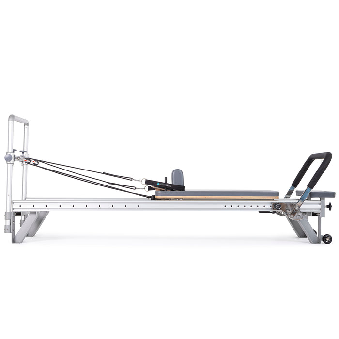 Elina Pilates Mentor Reformer Bundle - angled view highlighting reformer frame and included bundle accessories