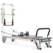 Elina Pilates Mentor Reformer With Tower - angled view highlighting tower attachment and pull-down bars