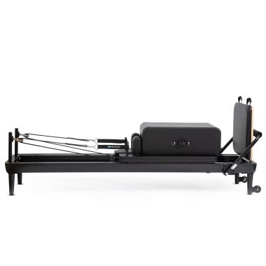 Elina Pilates Nubium Black Edition Reformer Bundle - side view showing black reformer carriage and frame