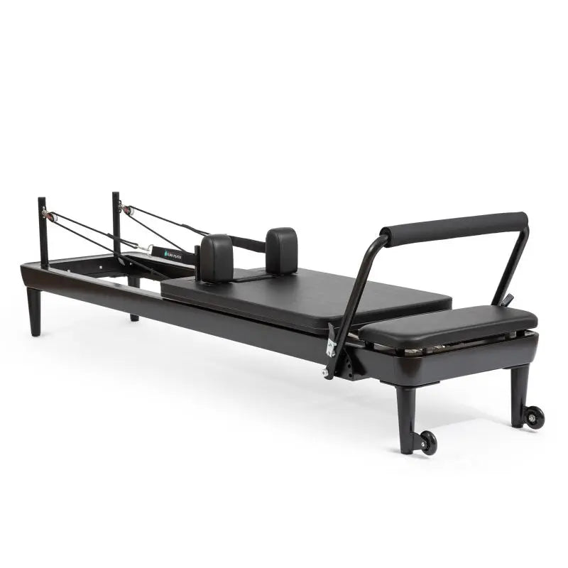 Elina Pilates Nubium Black Edition Reformer Bundle - front view of black edition reformer with accessories