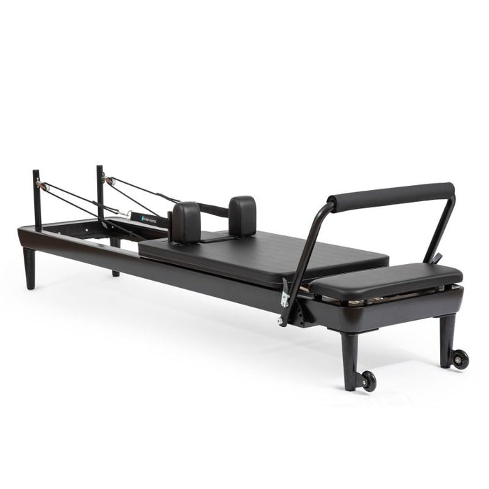 Elina Pilates Nubium Black Edition Reformer Bundle - front view of black edition reformer with accessories