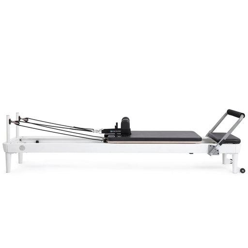 Elina Pilates Nubium Reformer Bundle - side view showing reformer frame and bundle accessories included