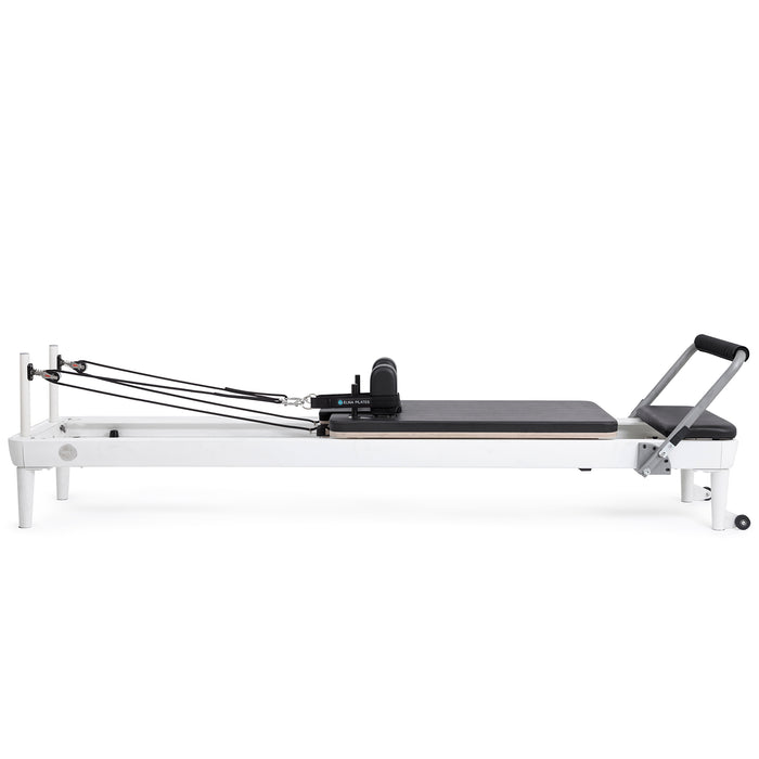 Elina Pilates Nubium Reformer Bundle - side view showing reformer frame and bundle accessories included