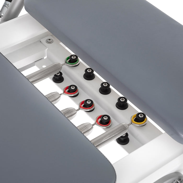 Elina Pilates Nubium Reformer Bundle - detail of rope system and pulleys for Pilates resistance training