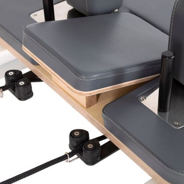 Elina Pilates Nubium Reformer with Tower Bundle - detail view of tower bar attachments and pulley system