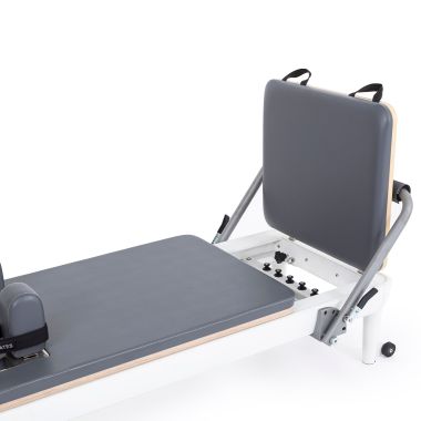 Elina Pilates Nubium Reformer with Tower Bundle - overhead view of carriage and spring tension settings