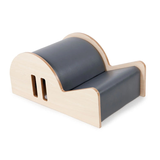 Elina Pilates Spine Corrector Elite - side view showing barrel height and wooden frame construction
