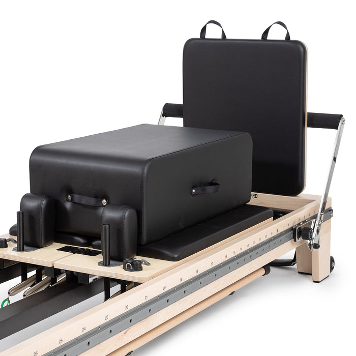 Elina Pilates Twin Reformer - overhead full view showing complete dual-carriage reformer dimensions