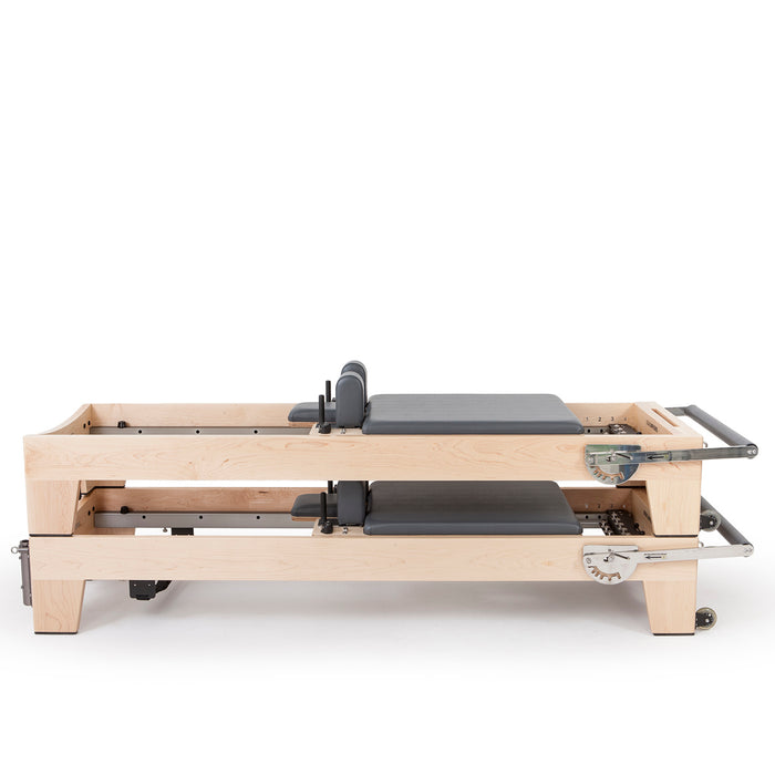 Elina Pilates Wood Reformer for Pilates ELITE With Tower - rope and pulley system view