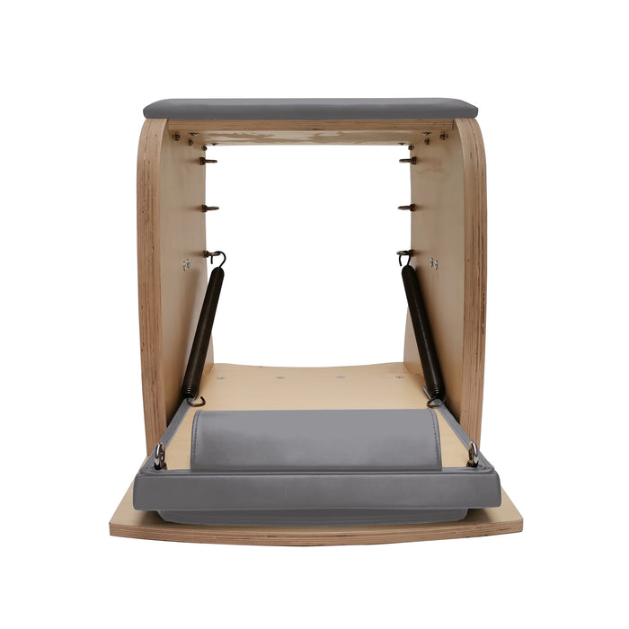 Elina Pilates Wunda Chair - angled view showing chair construction and pedal mechanism