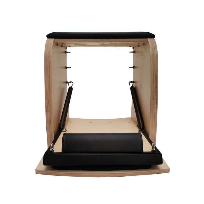Elina Pilates Wunda Chair - in-use shot demonstrating exercise position on the wunda chair