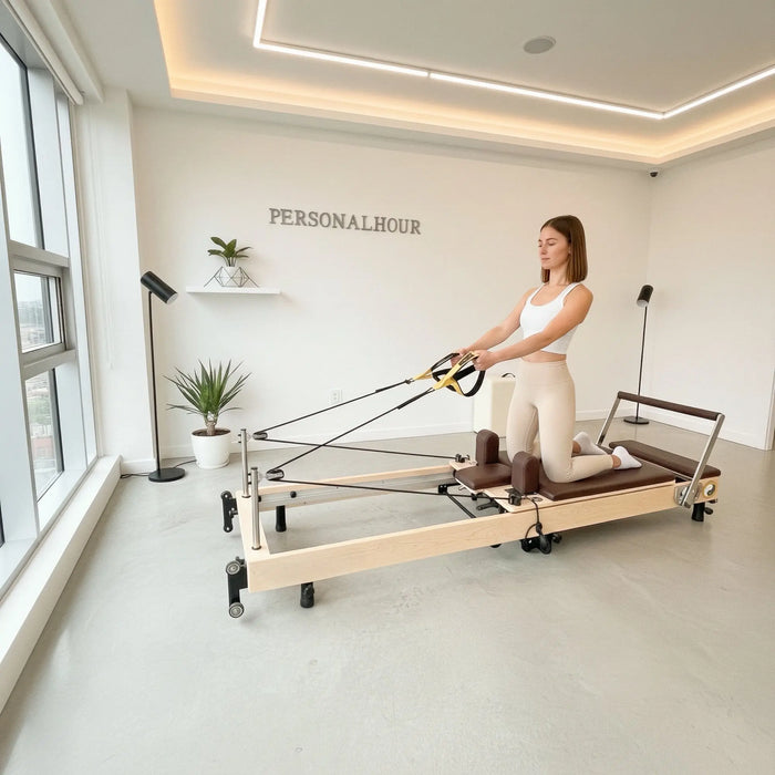 Janet Elite Plus Foldable Pilates Reformer – Studio Grade Luxury Maple Wood Home Pilates Machine - RE016 Personal Hour