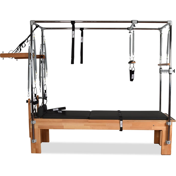 Close-up of Cadillac Reformer footbar and carriage system


