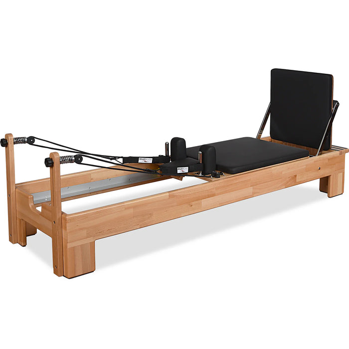 Studio-grade Pilates reformer with ergonomic carriage and footbar

