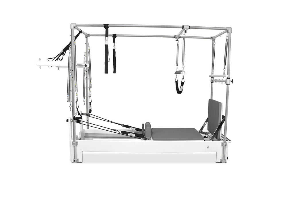All-in-one Pilates reformer with Cadillac trapeze and orthopedic accessories

