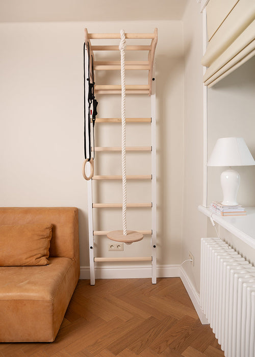 BenchK 211 White wall bars and gymnastic rings