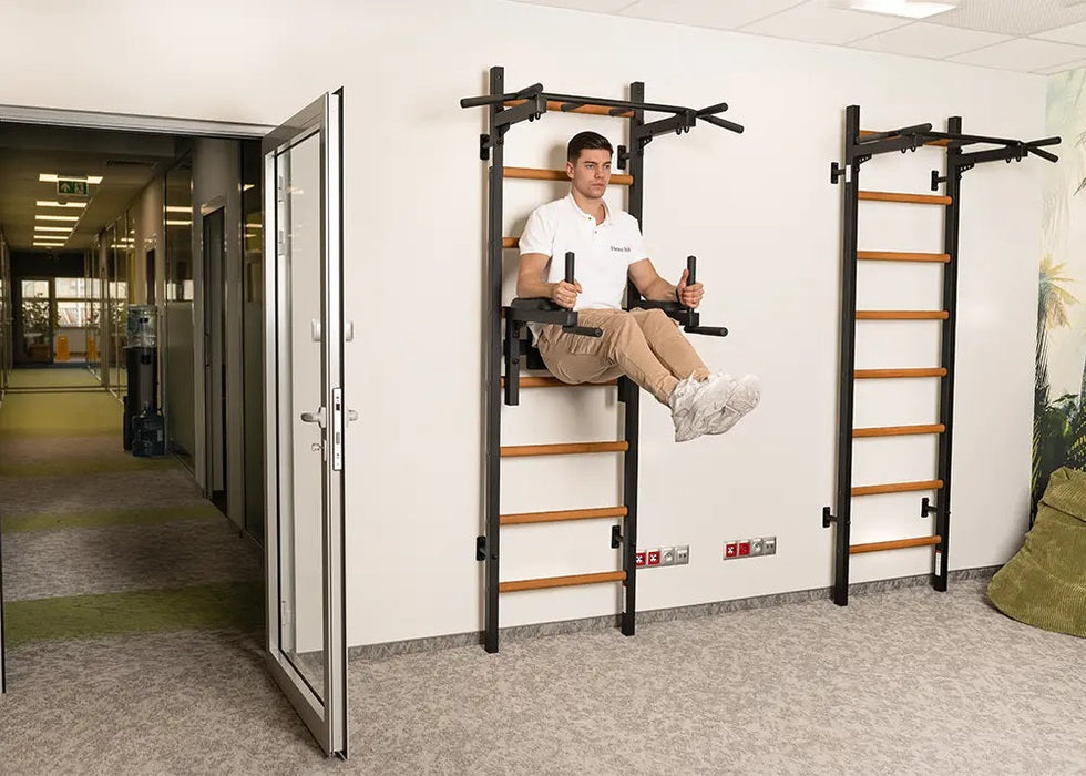 BenchK 222 Black fixed pull-up bar and dip station
