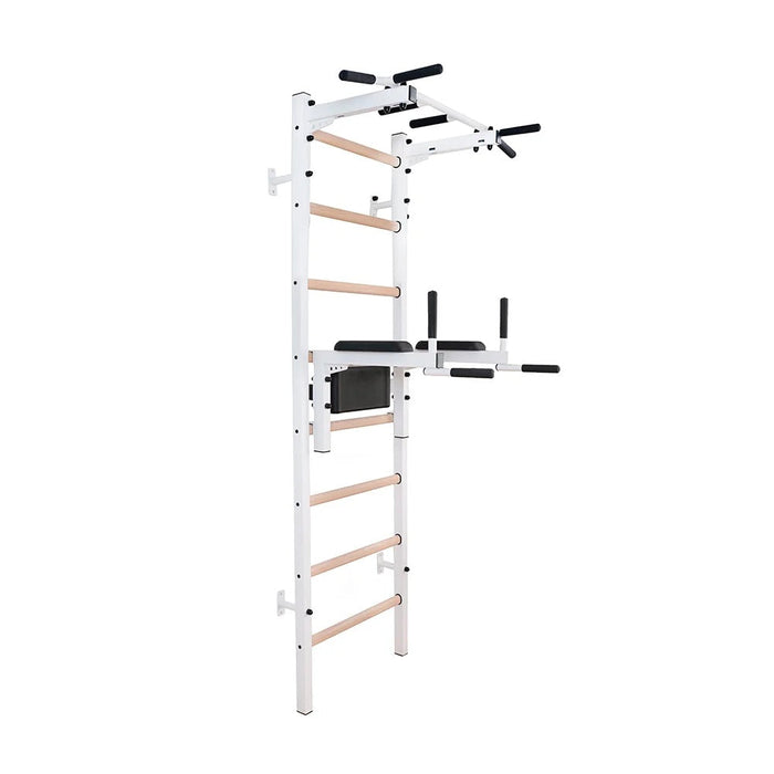 BenchK 222 wall bars with pull-up bar and dip station in White