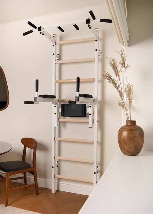 BenchK 222 White fixed pull-up bar and dip station