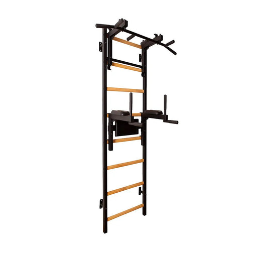 BenchK 232B black wall bars with convertible pull-up bar and dip station