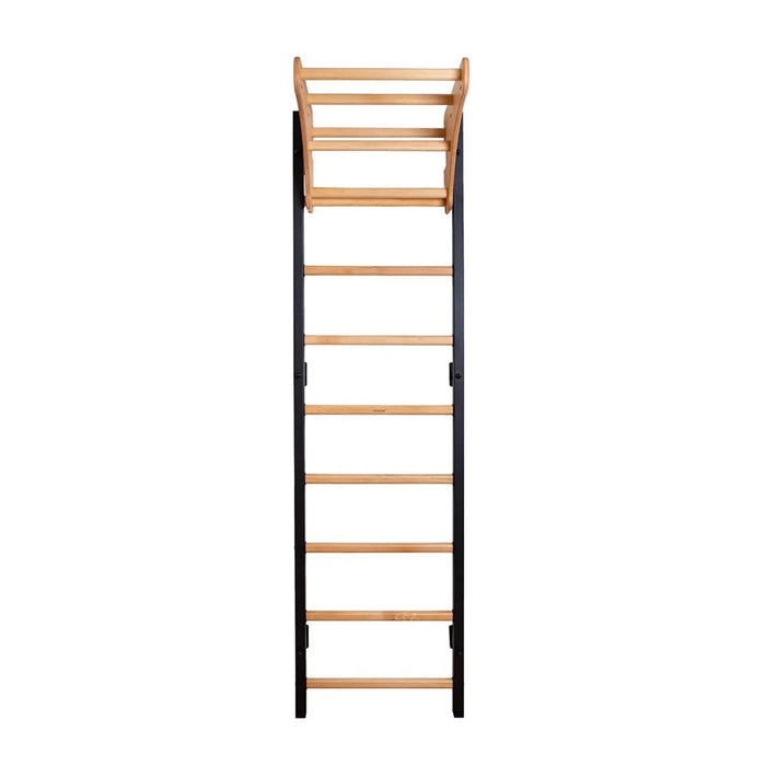 BenchK 711 wall bars with adjustable wooden pull-up bar in black