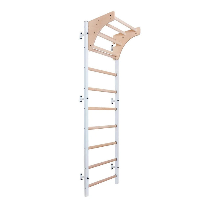 BenchK 711 wall bars with adjustable wooden pull-up bar in white