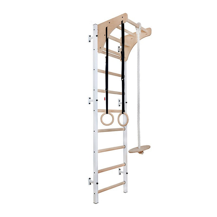 BenchK 711W+A204 white wall bars with gymnastics kit