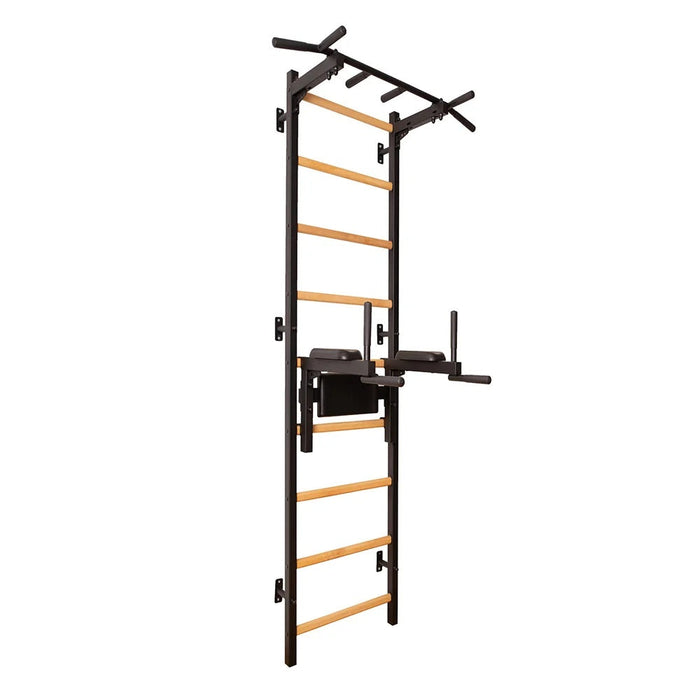 BenchK 722 wall bars with pull-up bar and dip station in Black