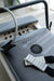 TCC Queen Foldable Pilates Reformer - close-up of padded carriage and shoulder rest pad system
