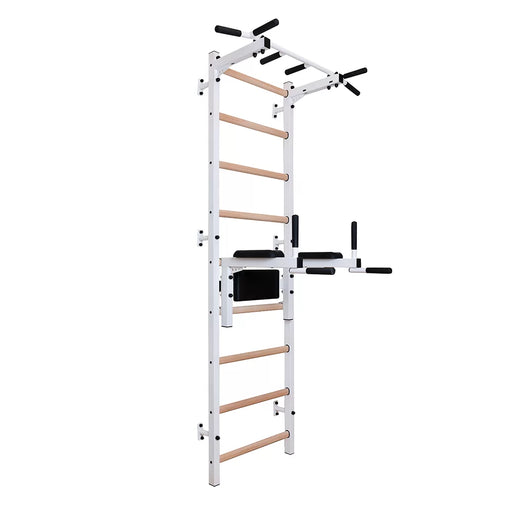 BenchK 722 wall bars with pull-up bar and dip station in White