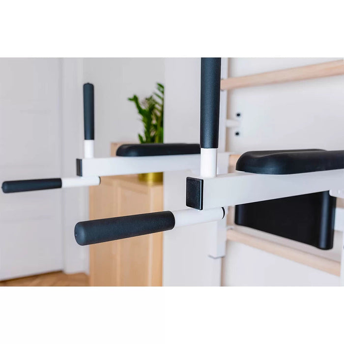 BenchK DB1W White dip bar mounted on wall bars