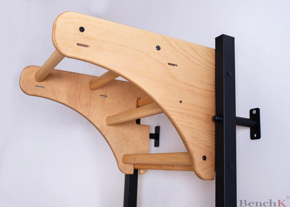 BenchK PB076 oak pull-up bar training setup