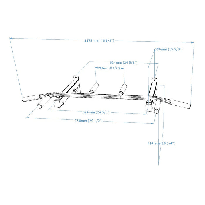 BenchK PB2 steel pull-up bar technical drawing – official view 6