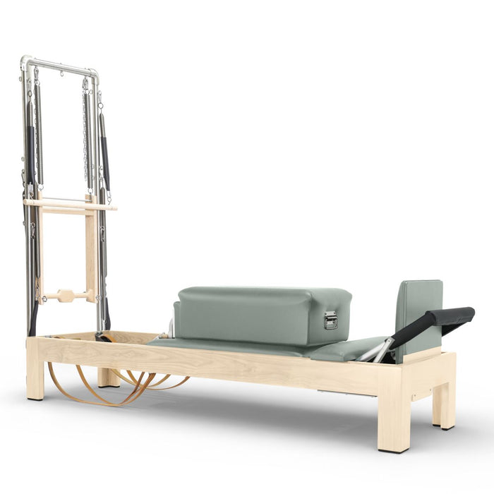 Elina Pilates 86-inch natural wood Classic Reformer with Tower, Eucalyptus upholstery