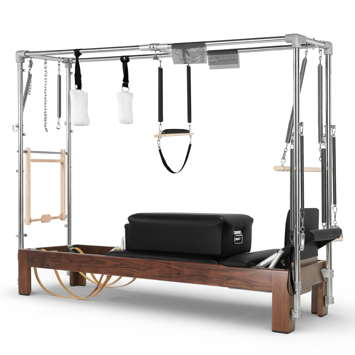 Elina Pilates Classic Cadillac Reformer, dark wood, Black