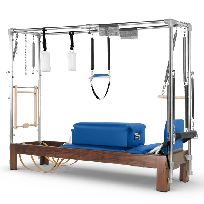 Elina Pilates Classic Cadillac Reformer, dark wood, Blue