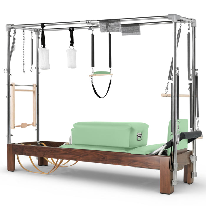 Elina Pilates Classic Cadillac Reformer, dark wood, Green