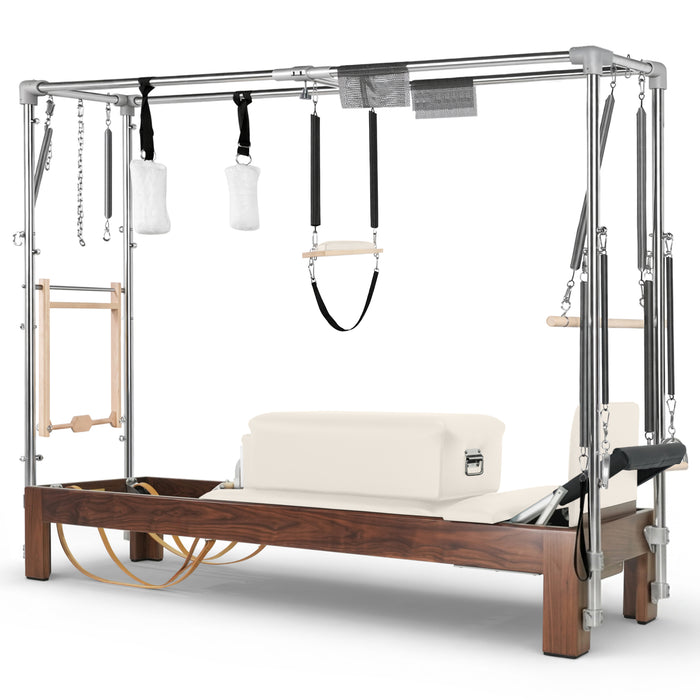 Elina Pilates Classic Cadillac Reformer, dark wood, Ivory