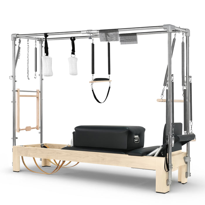 Elina Pilates Classic Cadillac Reformer, natural wood, Black